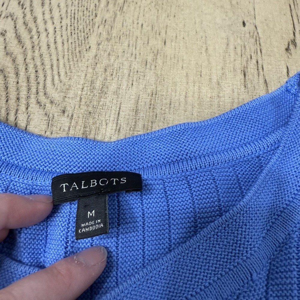 Talbots Medium Blue Pullover Lightweight Long Sle… - image 3